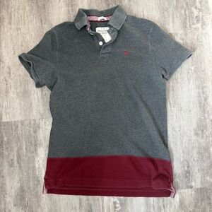 Abercrombie & Fitch Charcoal and Burgundy Muscle Polo Size XL
